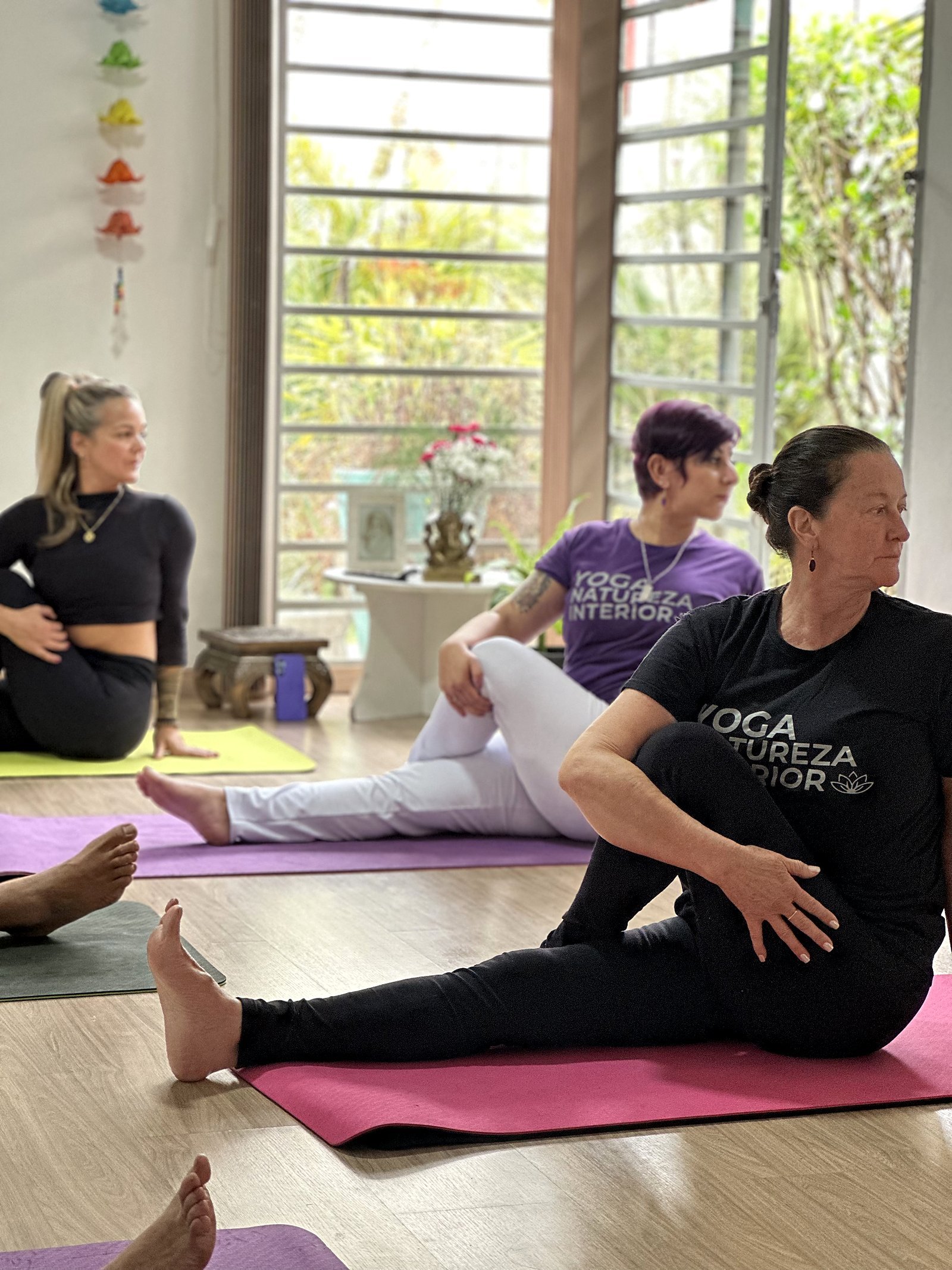 Turma da formação internacional de professores de Yoga do Dharmyoga em prática de āsana
